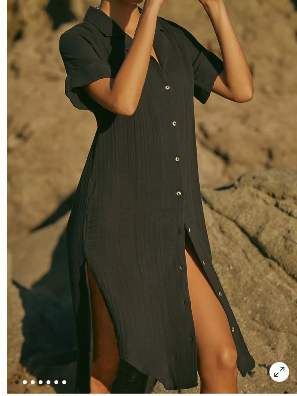 Anthropologie Lucia Sheer Midi Dress  Black Button-Front Shirt Dress Size XL - Picture 3 of 16